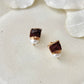 Bizen Ware Kintsugi Earrings - Surgical Stainless Steel Posts, Brown, Freshwater Pearls, Dangle style, Natural Stones, Traditional Crafts #377