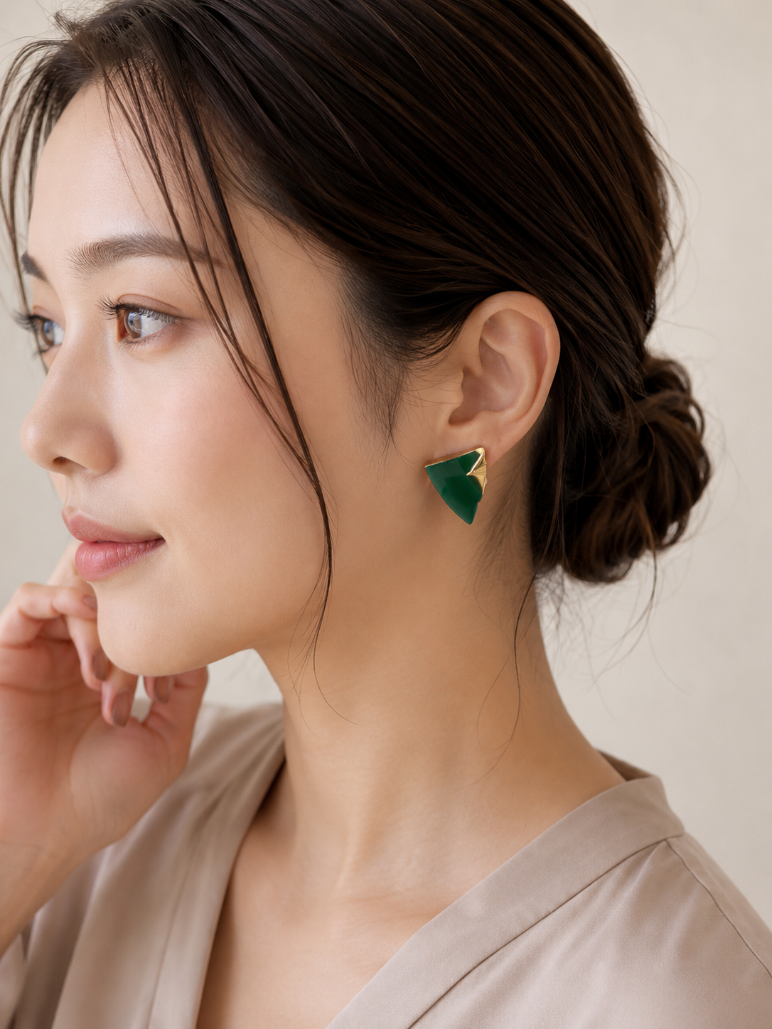【Premium Series】 京・清水焼  金継ぎ サージカルステンレス ピアス グリーン 伝統工芸　＃a41