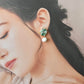 Imari Ware Kintsugi Titanium Earrings Gold Carnelian