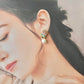 Imari Ware Kintsugi Titanium Earrings Gold Carnelian