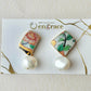 Imari Ware Kintsugi Titanium Earrings Gold Carnelian