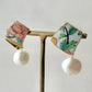 Imari Ware Kintsugi Titanium Earrings Gold Carnelian