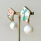 Imari Ware Kintsugi Titanium Earrings Gold Carnelian