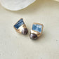 Imari Ware Kintsugi Titanium Earrings Gold Carnelian