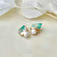 Imari Ware Kintsugi Titanium Earrings Gold Carnelian