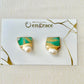 Imari Ware Kintsugi Titanium Earrings Gold Carnelian