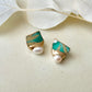 Imari Ware Kintsugi Titanium Earrings Gold Carnelian
