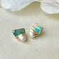 Imari Ware Kintsugi Titanium Earrings Gold Carnelian