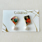 Imari Ware Kintsugi Titanium Earrings Gold Carnelian