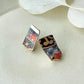 Imari Ware Kintsugi Titanium Earrings Gold Carnelian