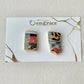 Imari Ware Kintsugi Titanium Earrings Gold Carnelian