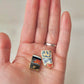 Imari Ware Kintsugi Titanium Earrings Gold Carnelian