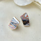 Imari Ware Kintsugi Titanium Earrings Gold Carnelian