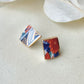 Imari Ware Kintsugi Titanium Earrings Gold Carnelian