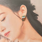 Imari Ware Kintsugi Titanium Earrings Gold Carnelian