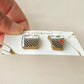 Imari Ware Kintsugi Titanium Earrings Gold Carnelian