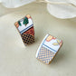 Imari Ware Kintsugi Titanium Earrings Gold Carnelian