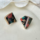 Imari Ware Kintsugi Titanium Earrings Gold Carnelian