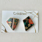 Imari Ware Kintsugi Titanium Earrings Gold Carnelian