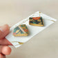 Imari Ware Kintsugi Titanium Earrings Gold Carnelian