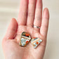 Imari Ware Kintsugi Titanium Earrings Gold Carnelian