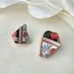 Imari Ware Kintsugi Titanium Earrings Gold Carnelian