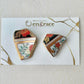 Imari Ware Kintsugi Titanium Earrings Gold Carnelian