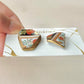 Imari Ware Kintsugi Titanium Earrings Gold Carnelian