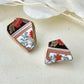 Imari Ware Kintsugi Titanium Earrings Gold Carnelian