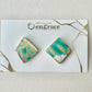 Imari Ware Kintsugi Titanium Earrings Gold Carnelian