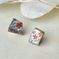Imari Ware Kintsugi Titanium Earrings Gold Carnelian