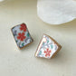 Imari Ware Kintsugi Titanium Earrings Gold Carnelian