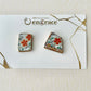 Imari Ware Kintsugi Titanium Earrings Gold Carnelian