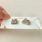 Imari Ware Kintsugi Titanium Earrings Gold Carnelian