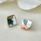 Imari Ware Kintsugi Titanium Earrings Gold Carnelian