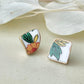 Imari Ware Kintsugi Titanium Earrings Gold Carnelian