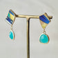 Imari Ware Kintsugi Titanium Earrings Gold Carnelian