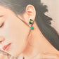 Imari Ware Kintsugi Titanium Earrings Gold Carnelian