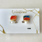 Imari Ware Kintsugi Titanium Earrings Gold Carnelian