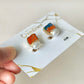 Imari Ware Kintsugi Titanium Earrings Gold Carnelian