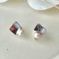 Imari Ware Kintsugi Titanium Earrings Gold Carnelian