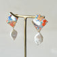 Imari Ware Kintsugi Titanium Earrings Gold Carnelian