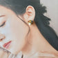 Imari Ware Kintsugi Titanium Earrings Gold Carnelian