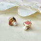Imari Ware Kintsugi Titanium Earrings Gold Carnelian