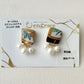 Imari Ware Kintsugi Titanium Earrings Gold Carnelian