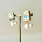 Imari Ware Kintsugi Titanium Earrings Gold Carnelian