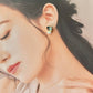Imari Ware Kintsugi Titanium Earrings Gold Carnelian