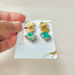 Imari Ware Kintsugi Titanium Earrings Gold Carnelian