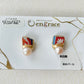 Imari Ware Kintsugi Titanium Earrings Gold Carnelian