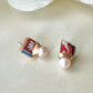 Imari Ware Kintsugi Titanium Earrings Gold Carnelian
